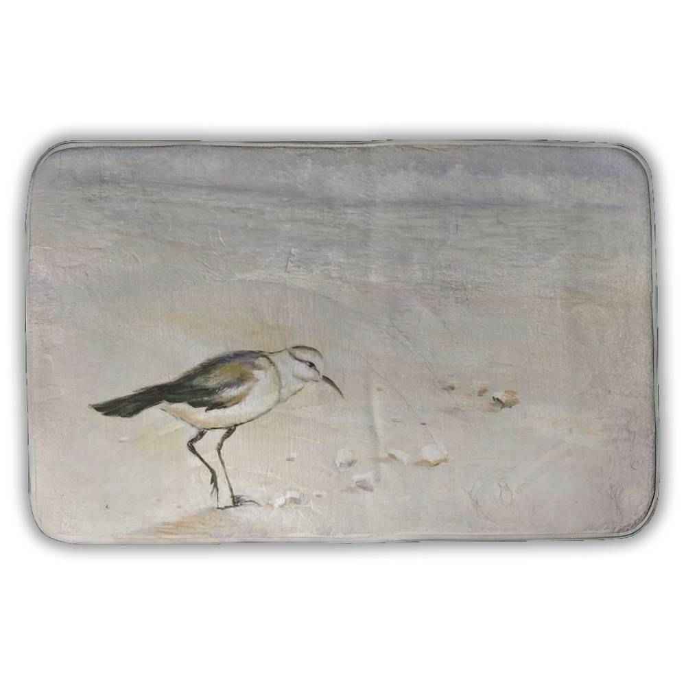 5930-2134-AN98 21 x 34 in. Semipalmated Sandpiper Blue Bird Bath Mat - Home Decor