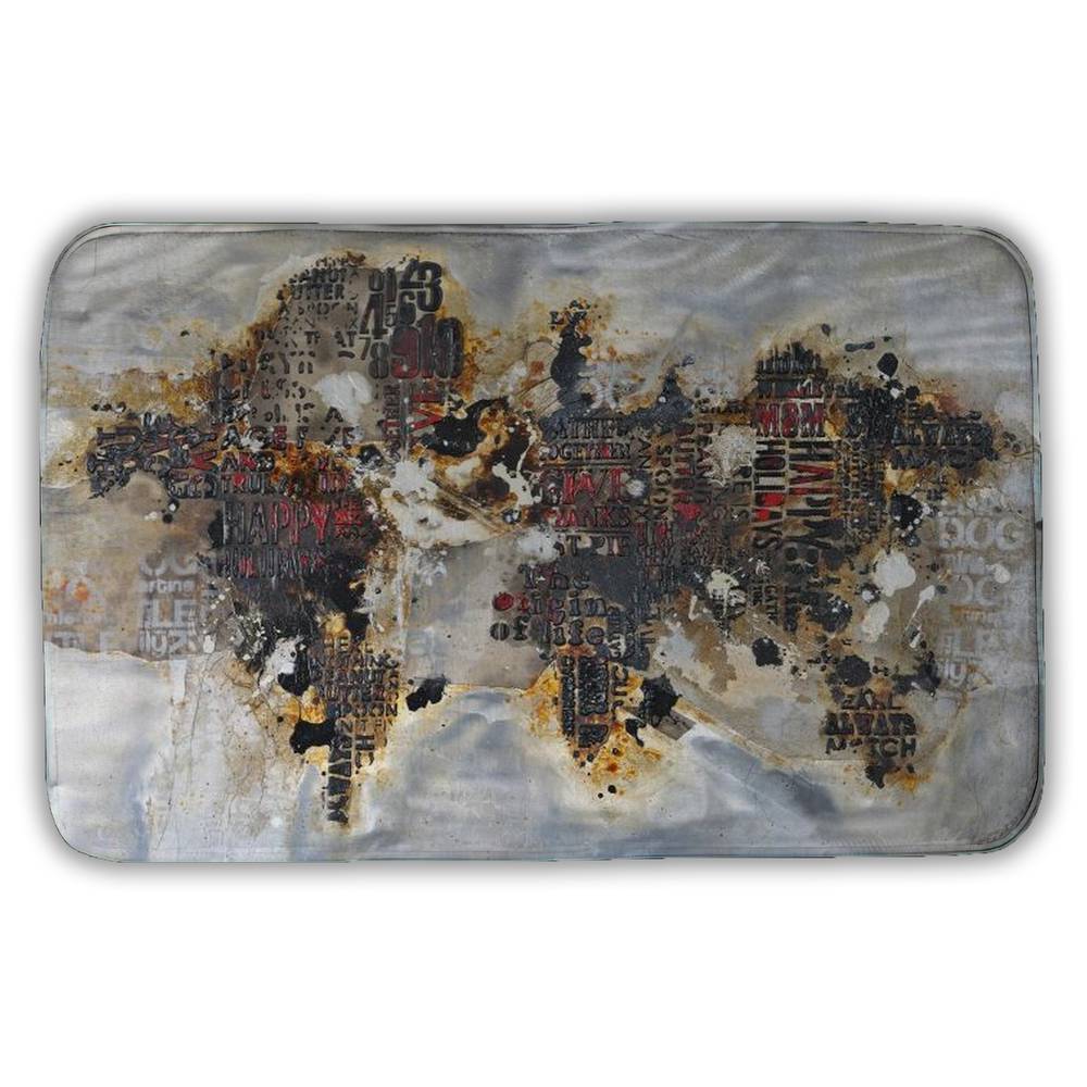 5930-2134-CI145 21 x 34 in. Satellite View Brown Bath Mat - Textured World Map Design