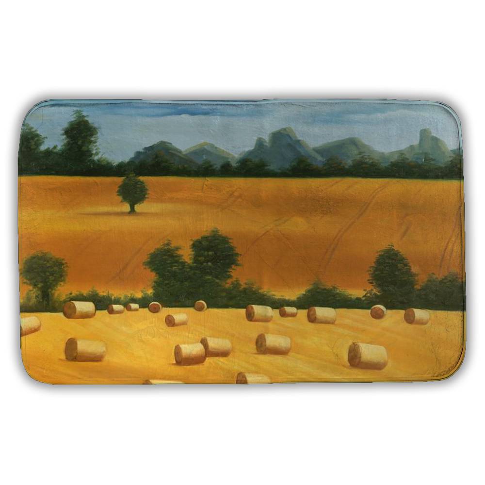 5930-2134-LA104 21 x 34 in. Blue Rustic Bedroom Bath Mat - Hay Bale Fields Decor