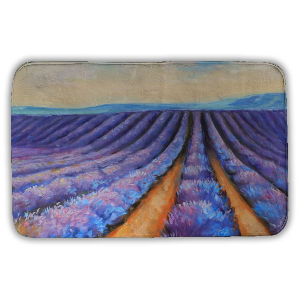 5930-2134-LA108 21 x 34 in. Lavender Fields Botanical Bath Mat - Purple Home Decor