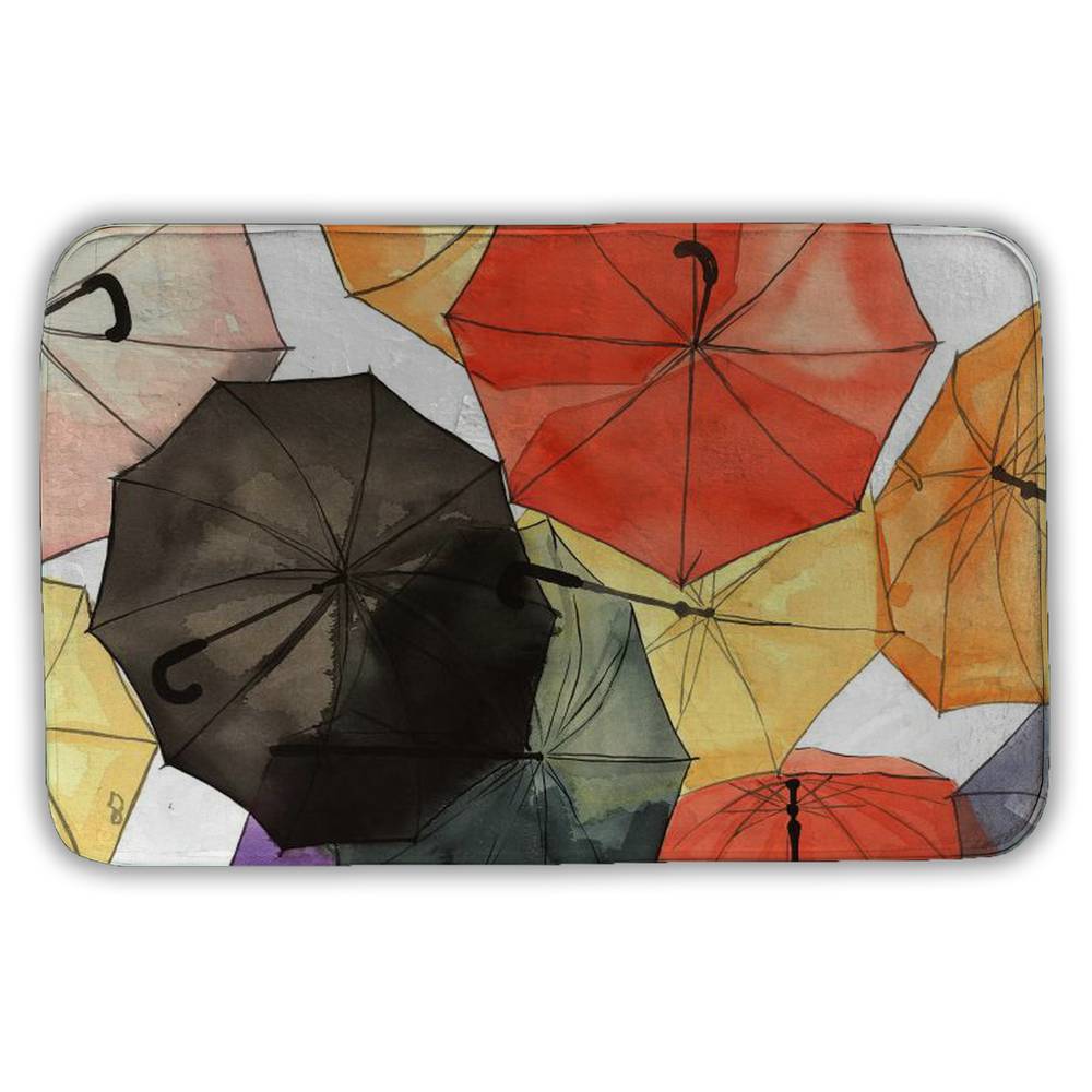 5930-2134-MI108 21 x 34 in. Suspended Umbrellas Red Bath Mat - Home Decor Essential