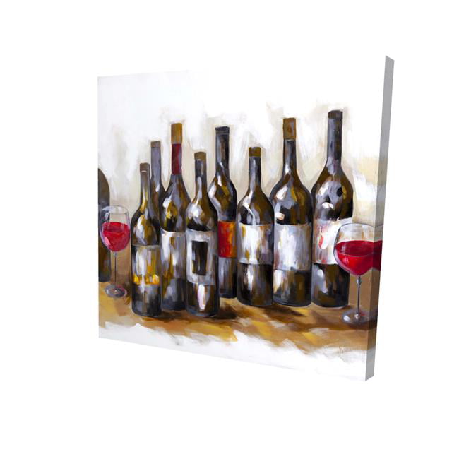 32 x 32 in. Red Wine Bottles-Print on Canvas