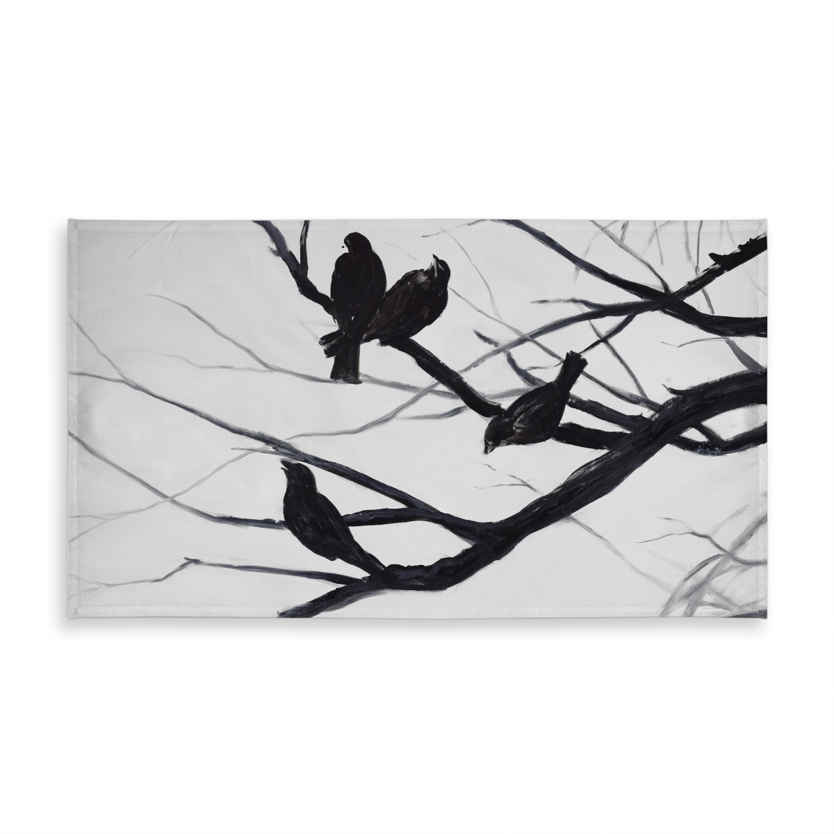 Picture of Begin Home Decor C1TCLRGEOAW6PT 58 x 102 in. White Monochrome Tablecloth - Birds & Branches Silhouette Decor