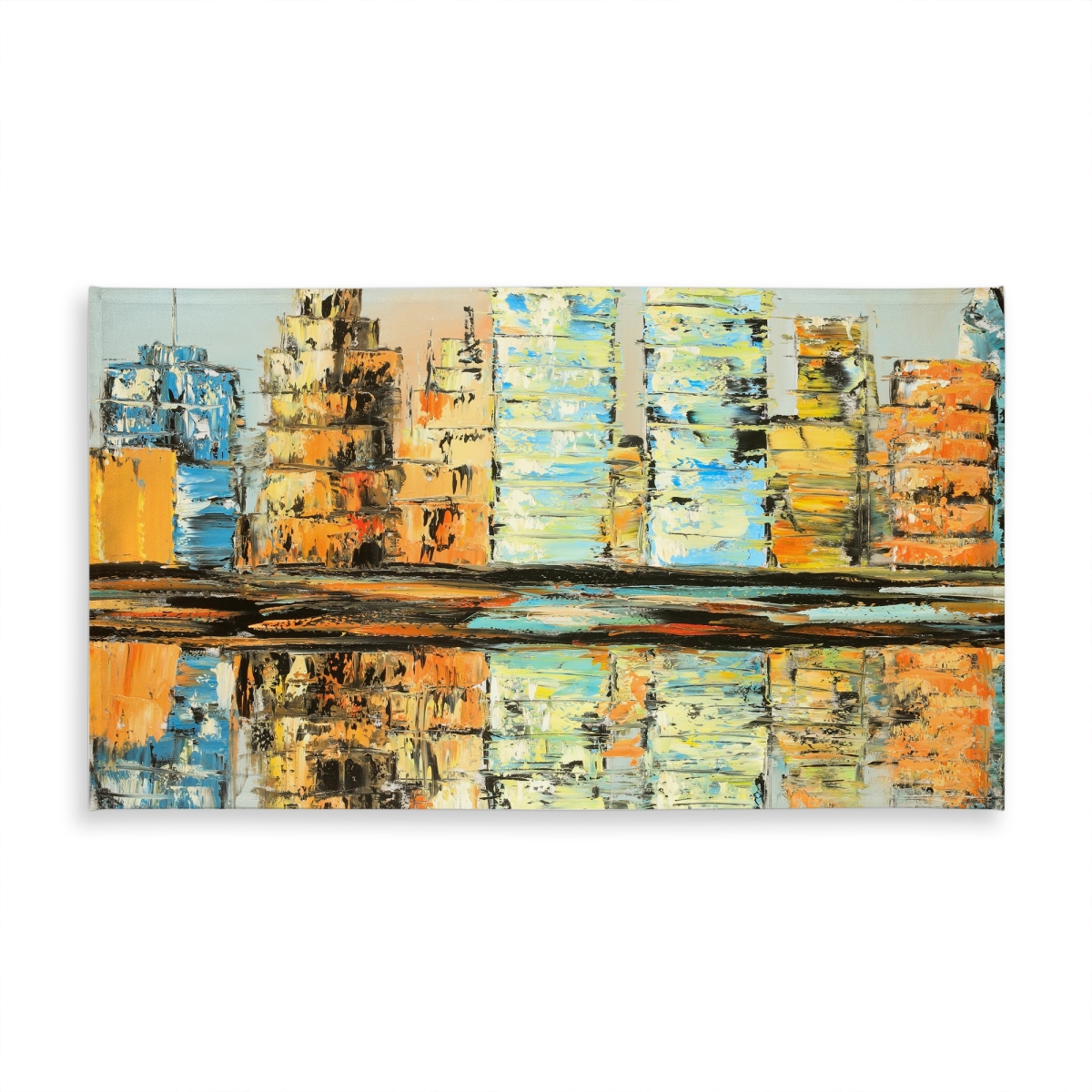 Picture of Begin Home Decor C1TCLRGE2FNDET 58 x 102 in. Reflections of A Colorful City Tablecloth - Indoor & Outdoor Decor