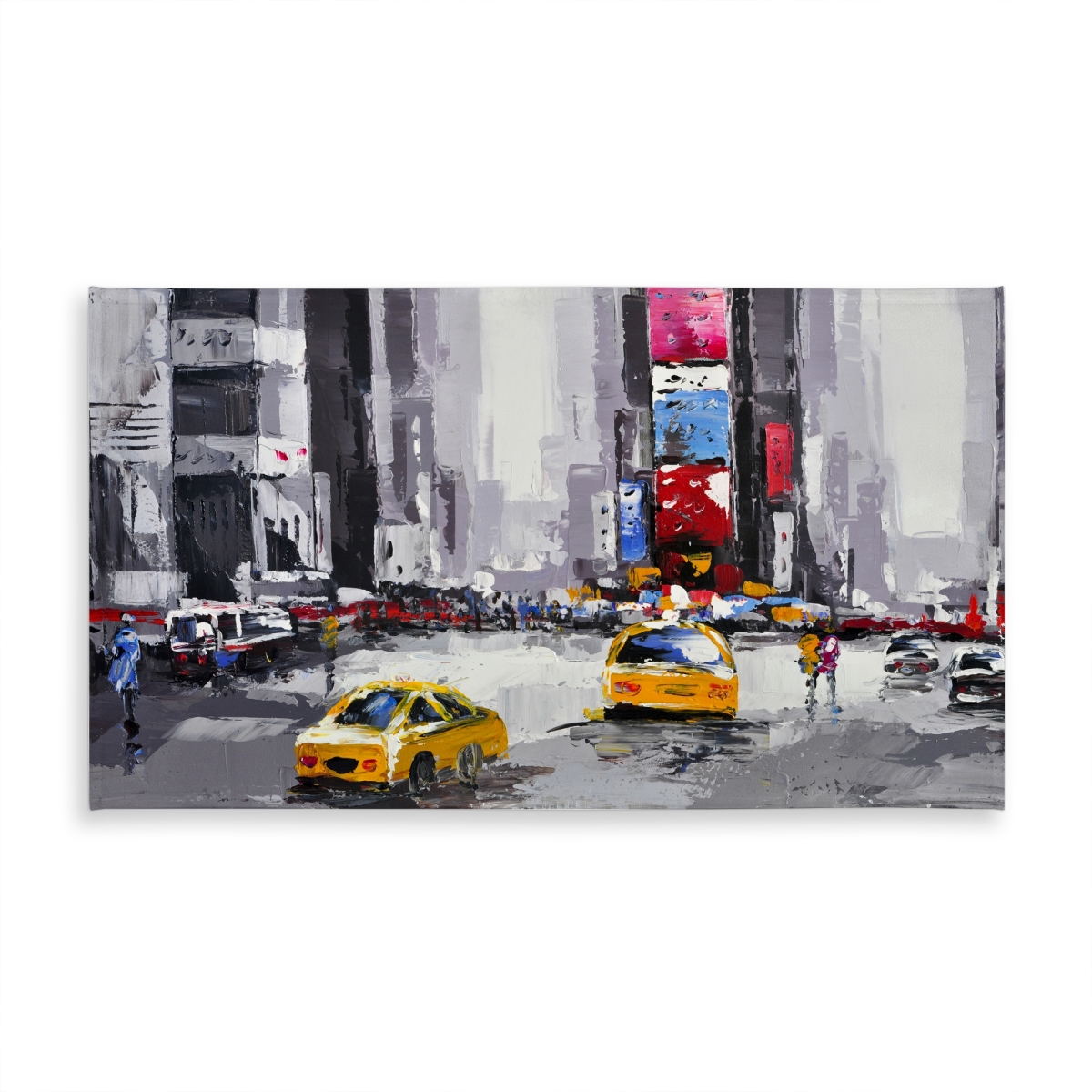 Picture of Begin Home Decor C1TCLRGELGYCAV 58 x 102 in. Blue Contemporary Tablecloth - Abstract Street with Yellow Taxis