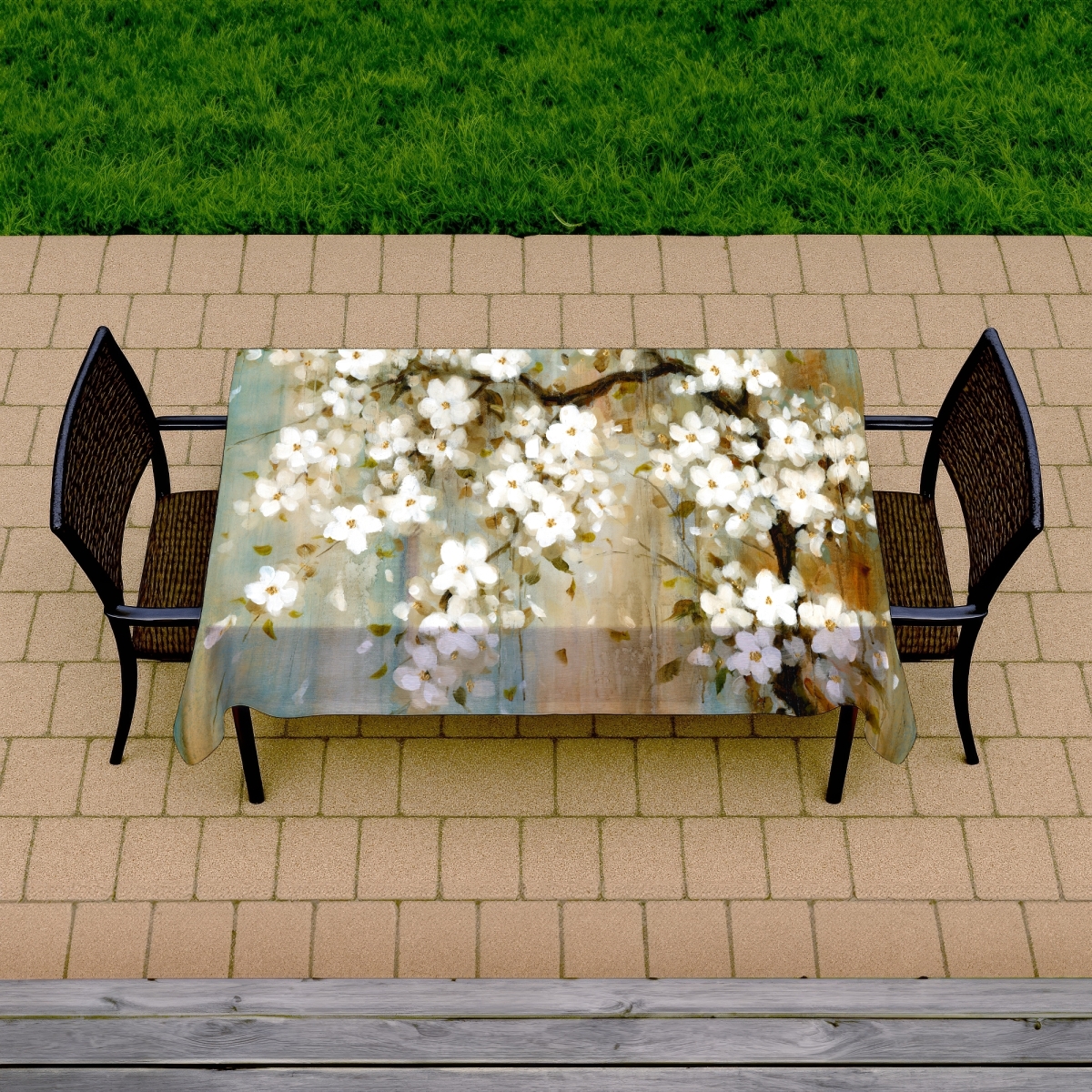 Picture of Begin Home Decor C1TCLRGEKXSZNV 58 x 102 in. Relaxing Cherry Blossoms Tablecloth - Floral Home Decor