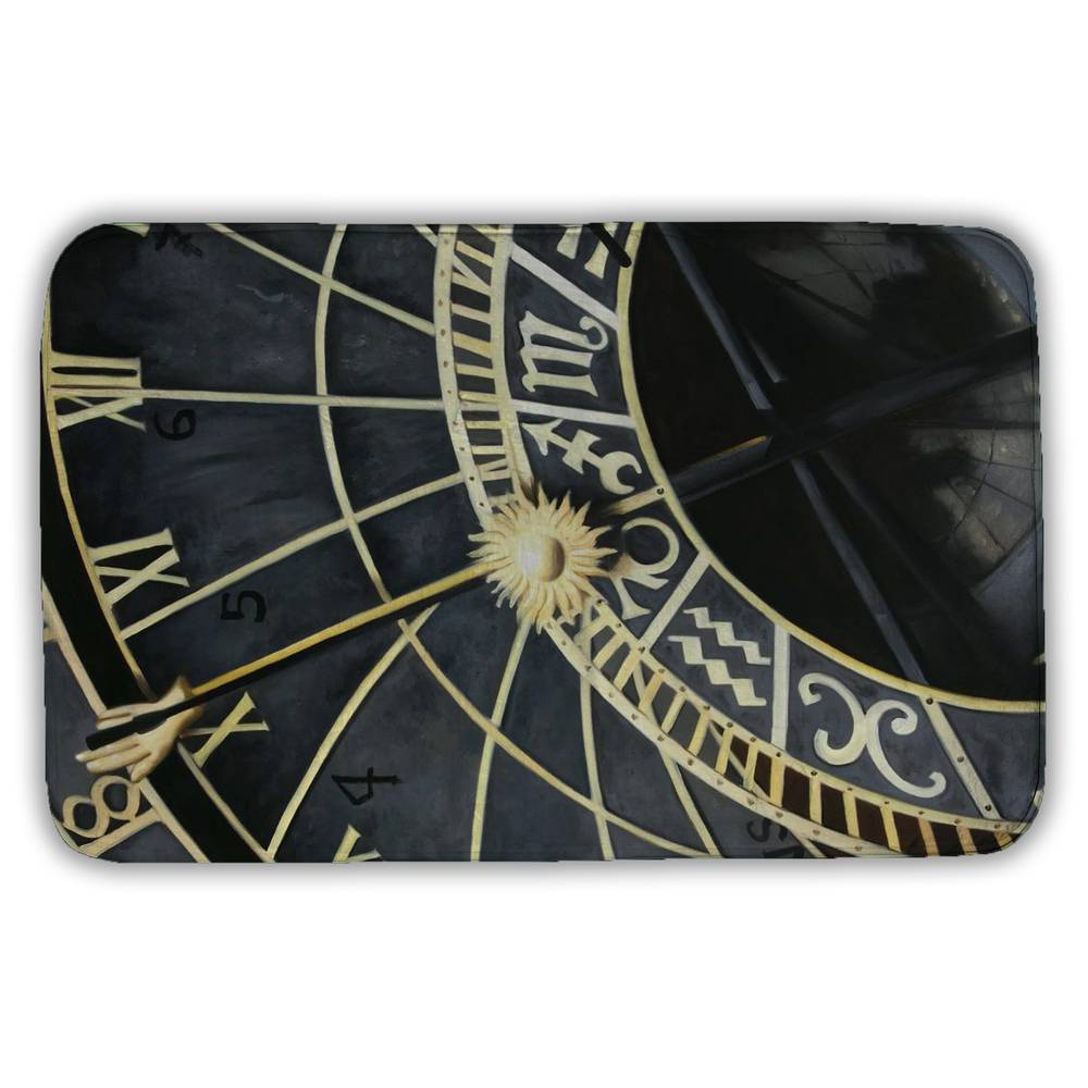 5930-3421-EA12 21 x 34 in. Astrologic Clock Bath Mat - Black Space Bedroom Decor