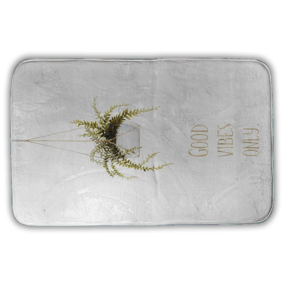 5930-3421-FL307-1 21 x 34 in. Good Vibes Only White Bath Mat - Spiritual Floral Decor