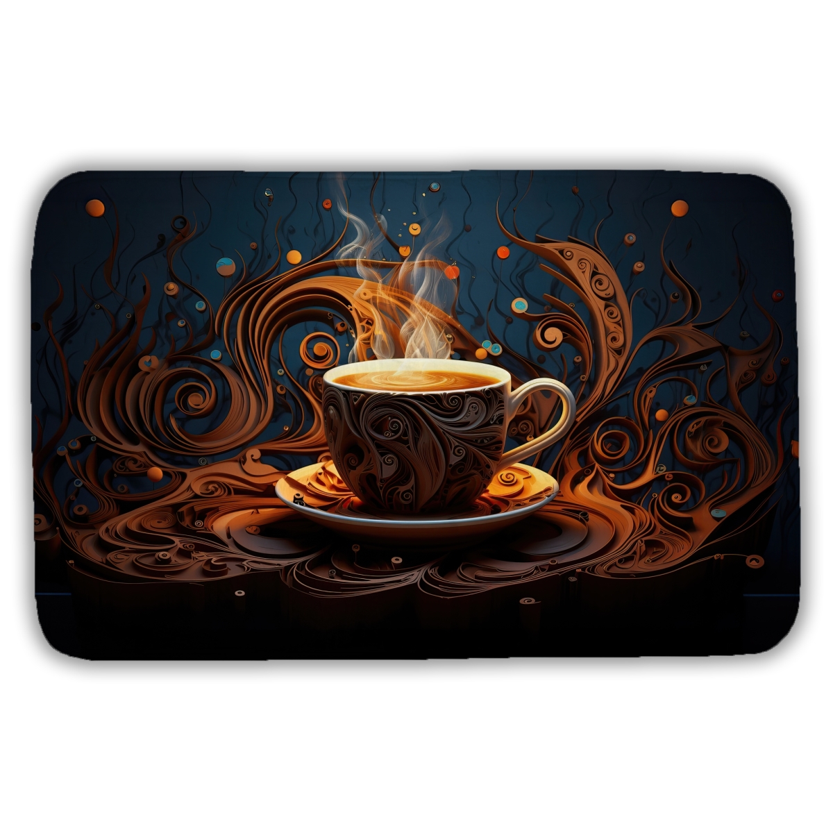 5930-2134-GA150 21 x 34 in. Coffee Trance Minimalist Blue Bath Mat - Kitchen Decor