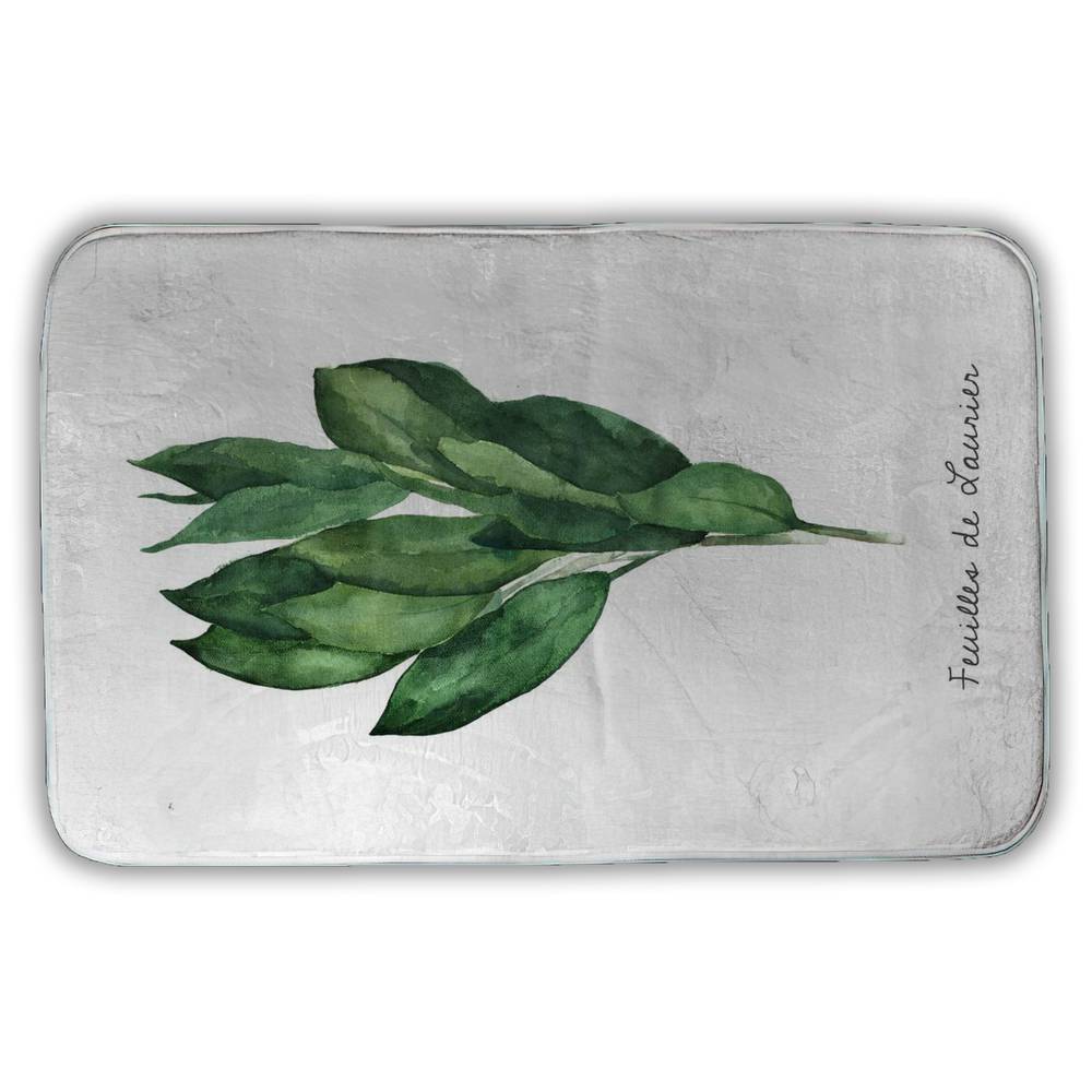 5930-3421-GA91-2 21 x 34 in. White Kitchen Bath Mat - Bay Leaves Bundle - Home Decor