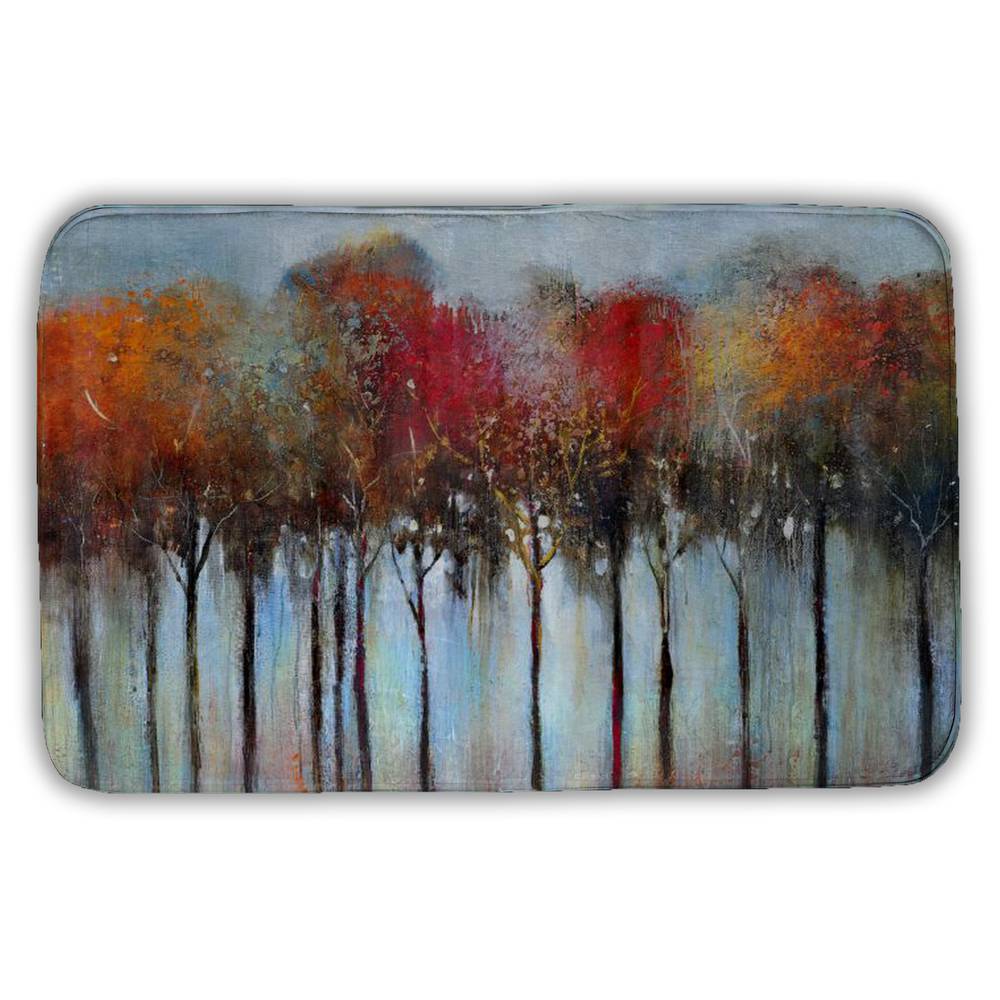 5930-2134-LA11 21 x 34 in. Contemporary Blue Bath Mat - Abstract Colorful Forest Decor