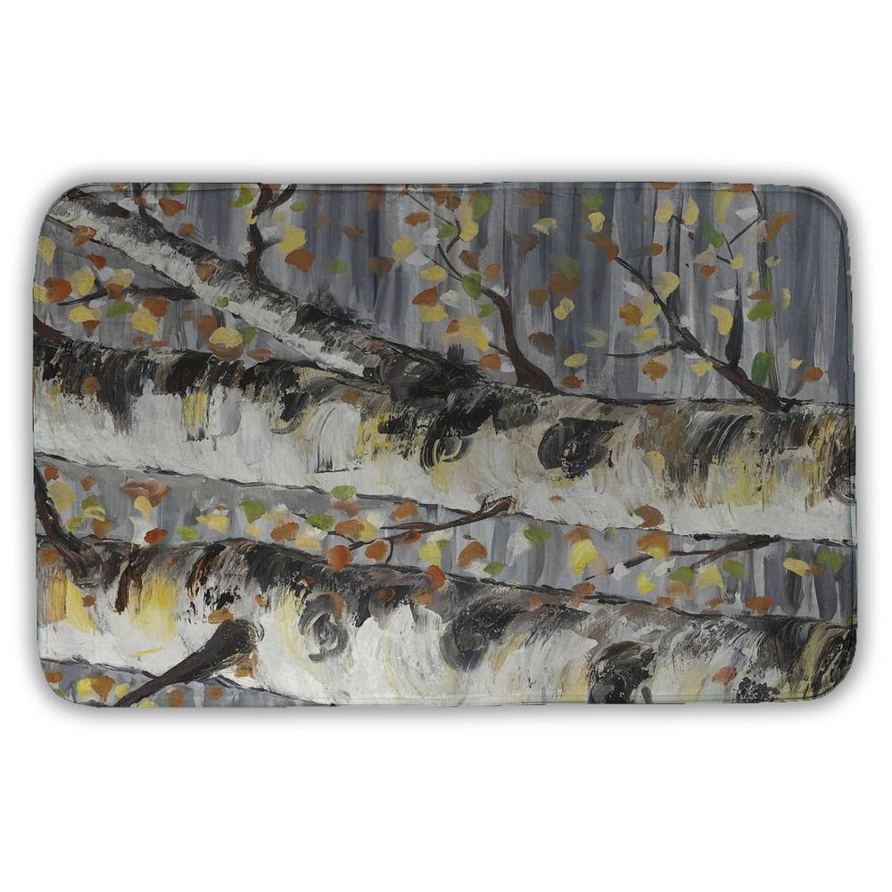 5930-3421-LA112 21 x 34 in. Budding White Birches - Trees Gray Bath Mat for Home Decor