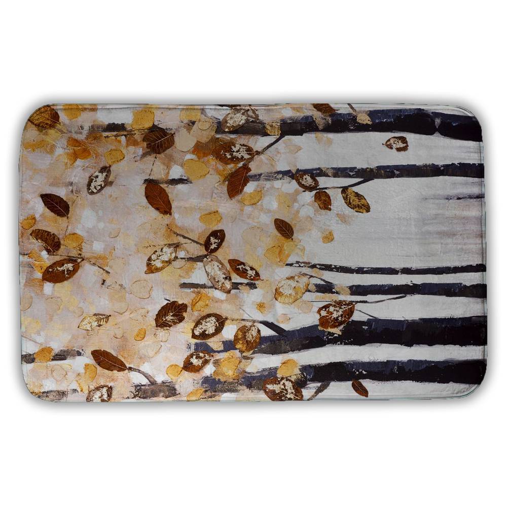 5930-3421-LA76 21 x 34 in. Texturized Leaves Trees Brown Bath Mat - Home Decor Elegance