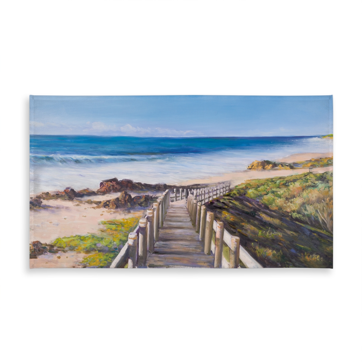 Picture of Begin Home Decor C1TCLRGELLPVKL 58 x 102 in. Bedroom Blue Romantic Tablecloth - Walk To the Seaside Decor
