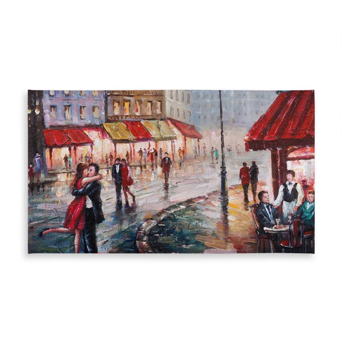 Picture of Begin Home Decor C1TCLRGEXNJRRV 58 x 102 in. Romantic Blue Tablecloth - Couple Kissing Street Design