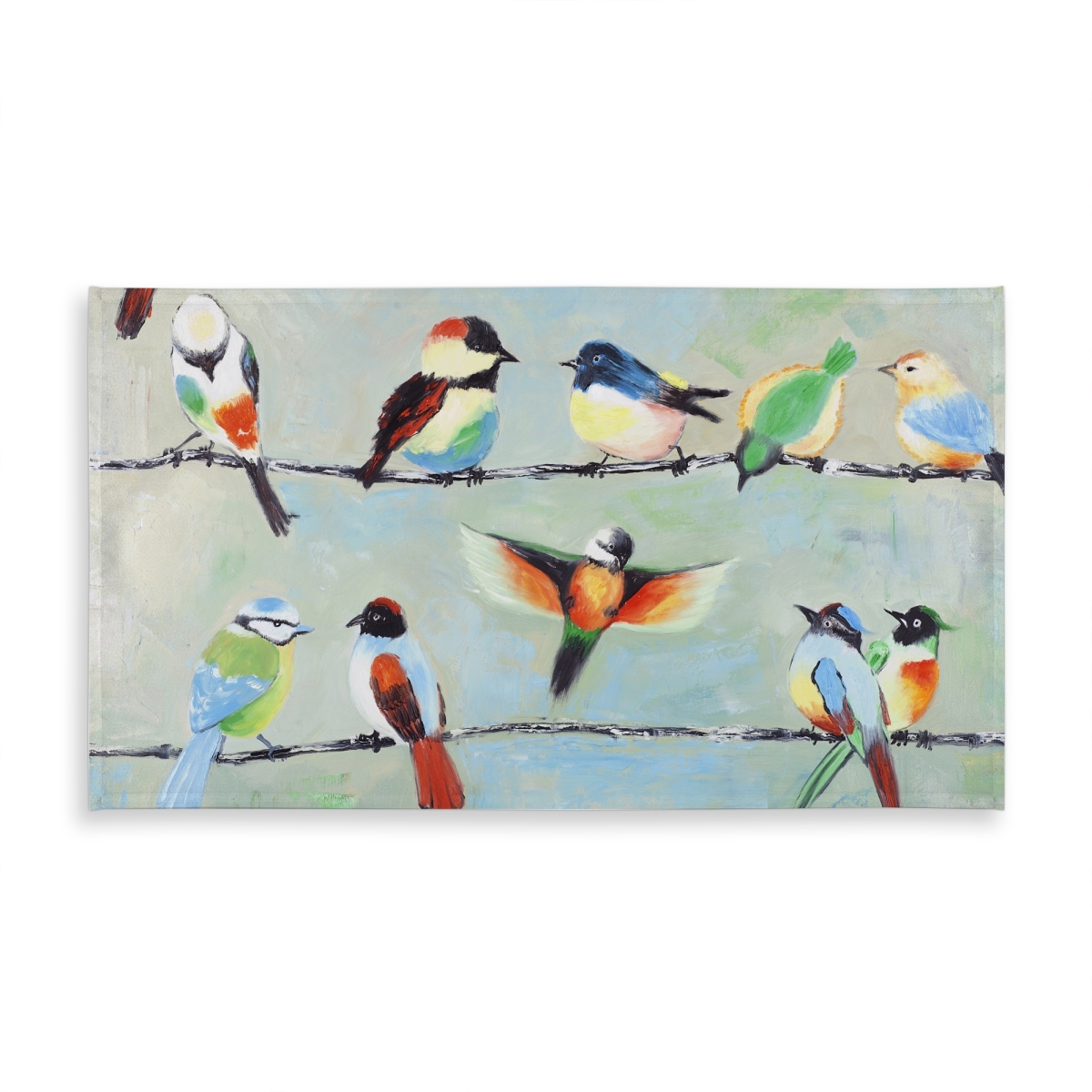 Picture of Begin Home Decor C1TCLRGESYC010 58 x 102 in. Small Abstract Colorful Birds Green Tablecloth - Indoor & Outdoor
