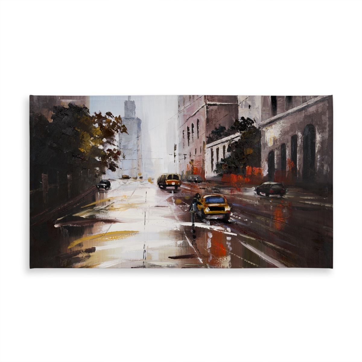Picture of Begin Home Decor C1TCLRGEU5NTN4 58 x 102 in. Contemporary Brown Cities Tablecloth - Morning Street Scene