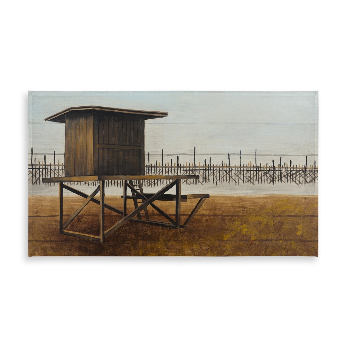 Picture of Begin Home Decor C1TCLRGEPL3GMY 58 x 102 in. Port Beach Lifeguard Tower Tablecloth - Coastal Decor