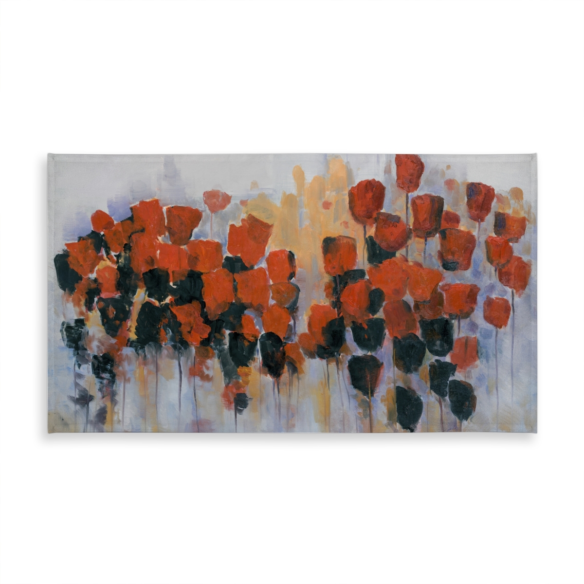 Picture of Begin Home Decor C1TCLRGEVQPHTF 58 x 102 in. Contemporary Yellow Tablecloth - Red Flowers Field Design