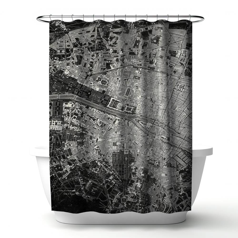 4240-7174-TV2 71 x 74 in. Airplane Satellite View Shower Curtain - Man Cave Decor