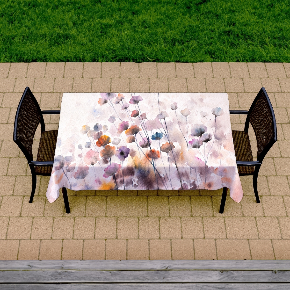 Picture of Begin Home Decor C1TCLRGEYTL5O4 58 x 102 in. Wildflowers Romantic Floral Tablecloth - Indoor & Outdoor Decor