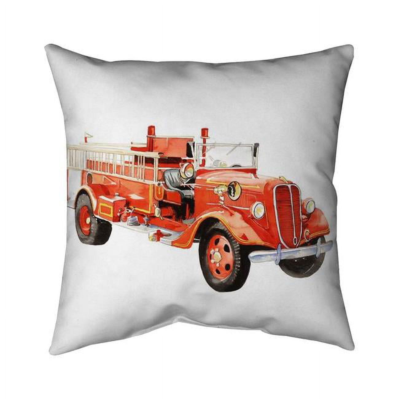 18 x 18 in. Vintage Fire Truck-Double Sided Print Indoor Pillow