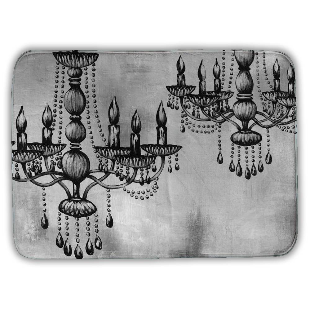 5930-1724-SL3 17 x 24 in. Kitchen White Bath Mat - Two Crystal Chandeliers Decor
