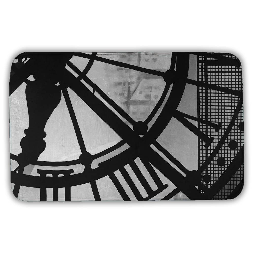 5930-3421-MI67 21 x 34 in. White Object Monochrome Bath Mat - Clock at the Orsay Museum