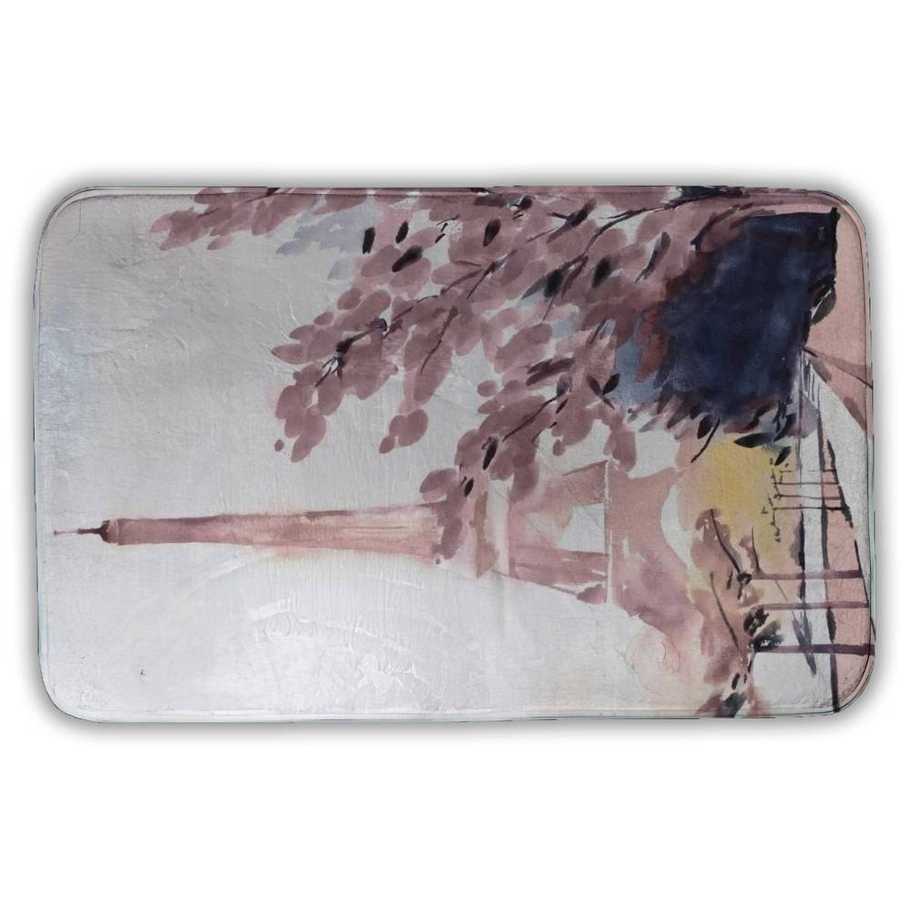5930-3421-ST54-1 21 x 34 in. Paris Eiffel Scene Bath Mat - Romantic Bedroom Decor
