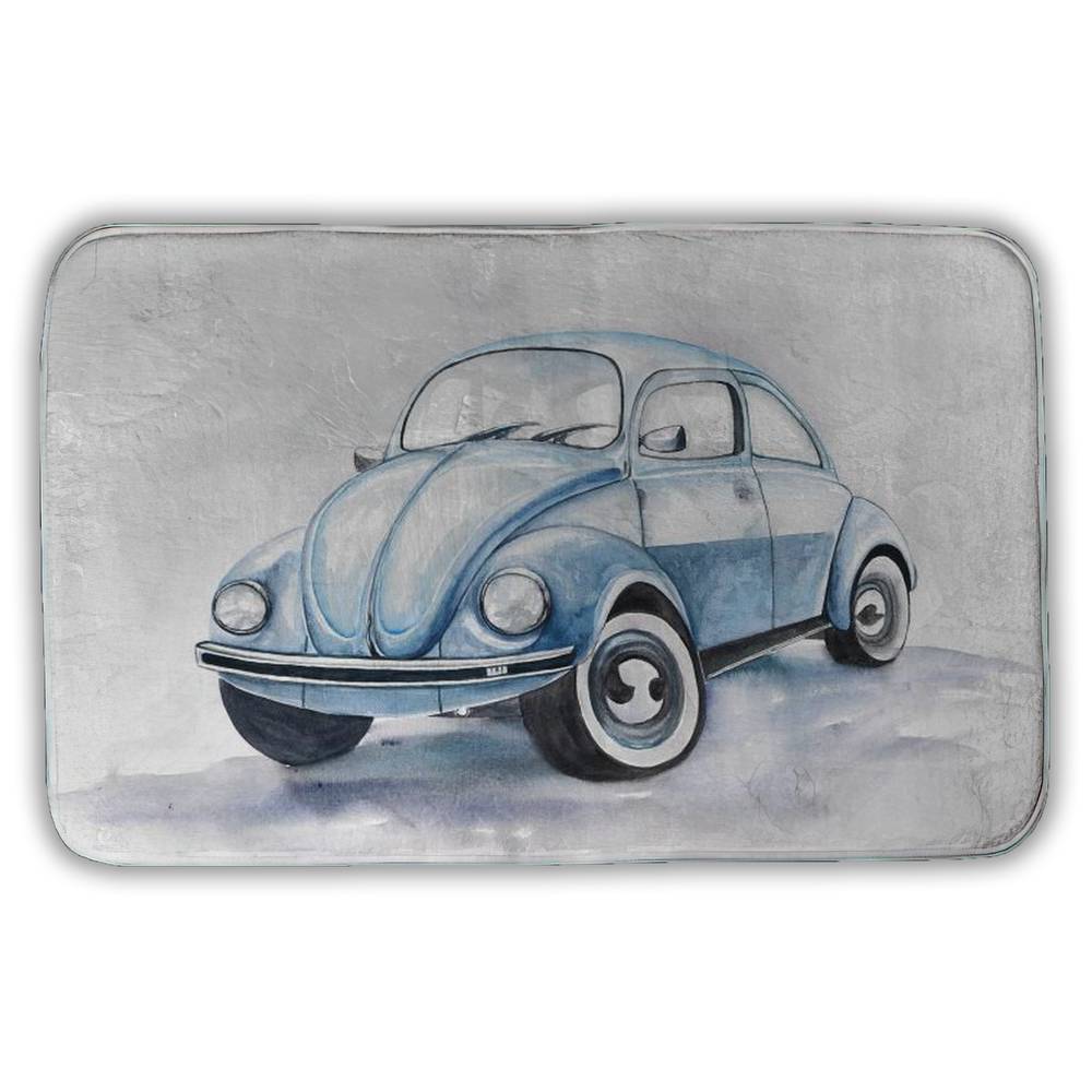 5930-2134-TR52 21 x 34 in. Beetle Blue Car Bath Mat - Transportation Decor for Bedroom