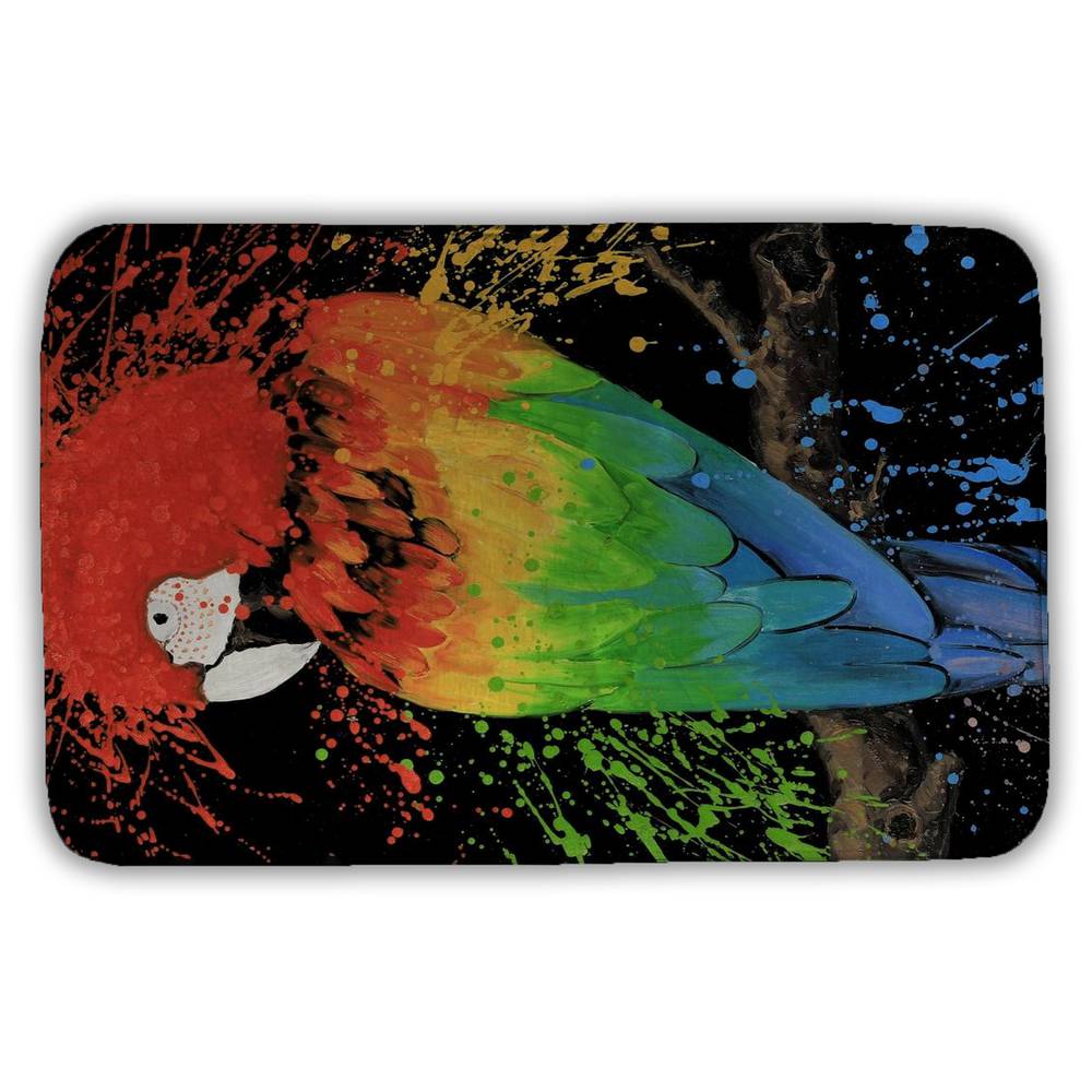 5930-3421-AN331 21 x 34 in. Rainbow Parrot Blue Bird Bath Mat - Home Decor Essential