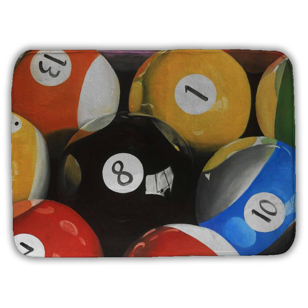 5930-1724-MI76 17 x 24 in. Hyperrealist Blue Hobbies Bath Mat - Pool Balls Closeup Decor