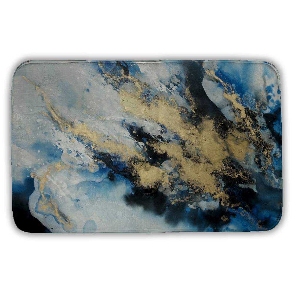 5930-3421-AB62 21 x 34 in. Abstract Modern Blue Marble Bath Mat - Home Decor Elegance