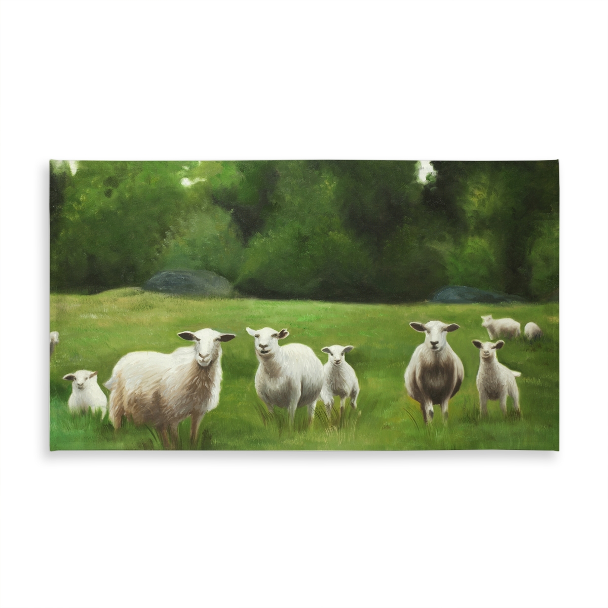 Picture of Begin Home Decor C1TCLRGESSRA5N 58 x 102 in. Fields of Sheep Rustic White Tablecloth - Indoor & Outdoor Decor