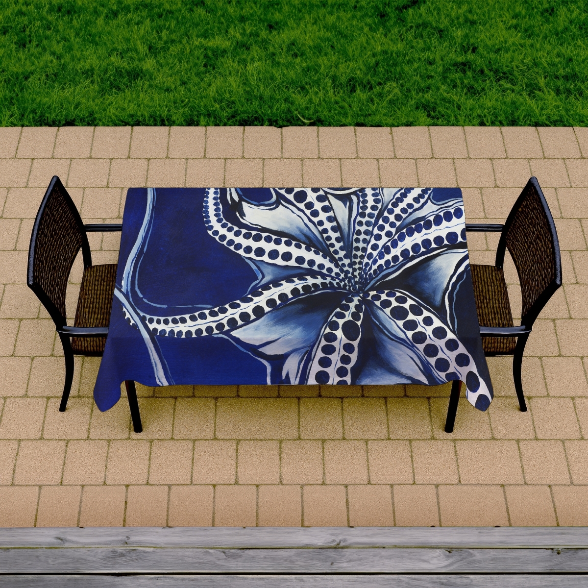 Picture of Begin Home Decor C1TCLRGEZ96HJH 58 x 102 in. Dancing Octopus Tablecloth - Indoor & Outdoor Animal Decor