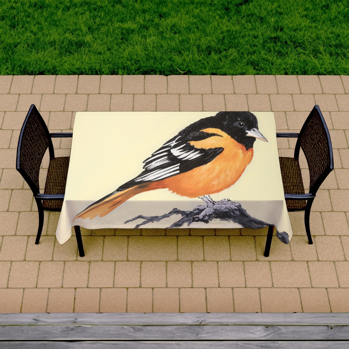 Picture of Begin Home Decor C1TCLRGE33CET2 58 x 102 in. Illustrative Bird Tablecloth - Indoor & Outdoor Home Decor