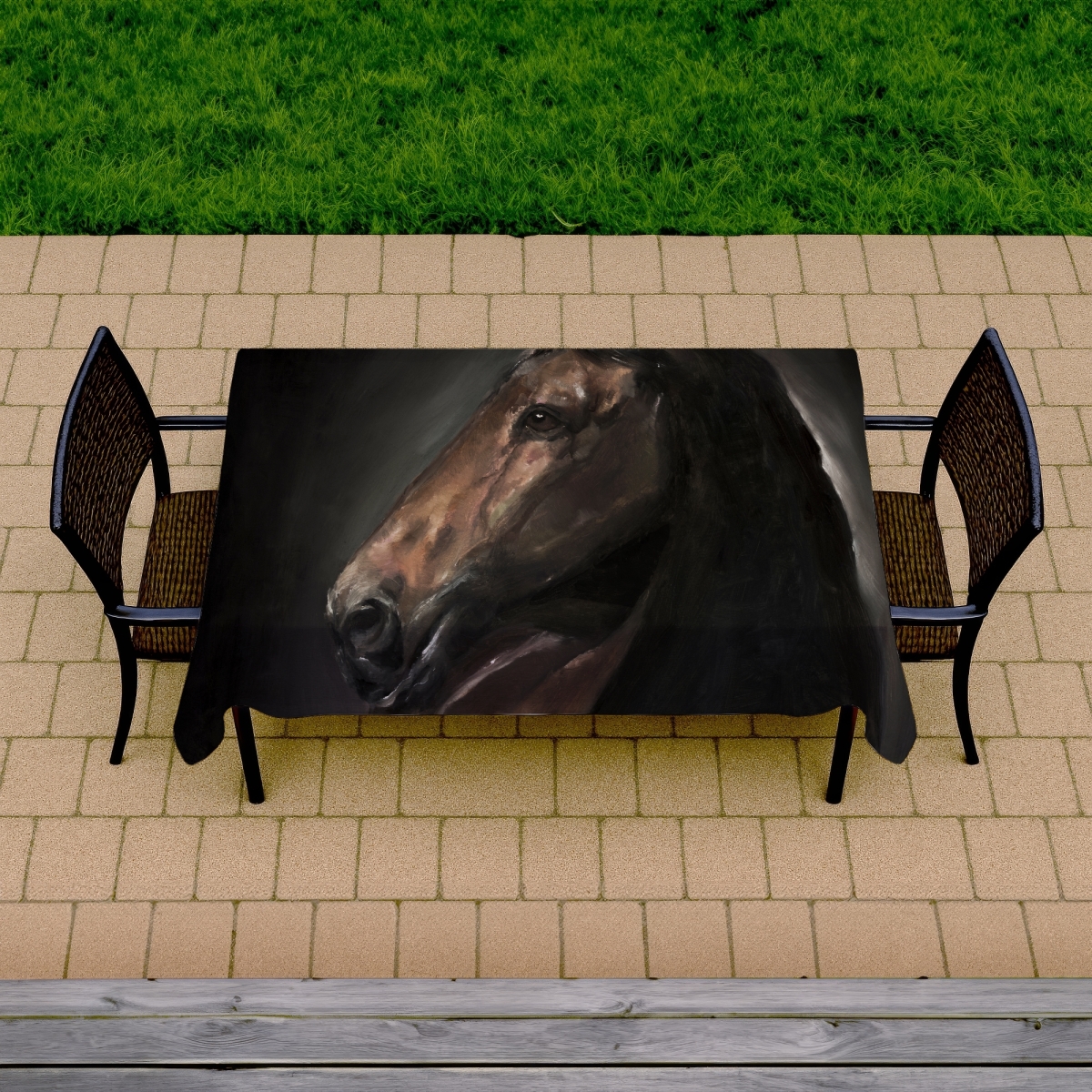 Picture of Begin Home Decor C1TCLRGETNJRRX 58 x 102 in. Spirit the Horse Rustic Tablecloth - Indoor & Outdoor Home Decor