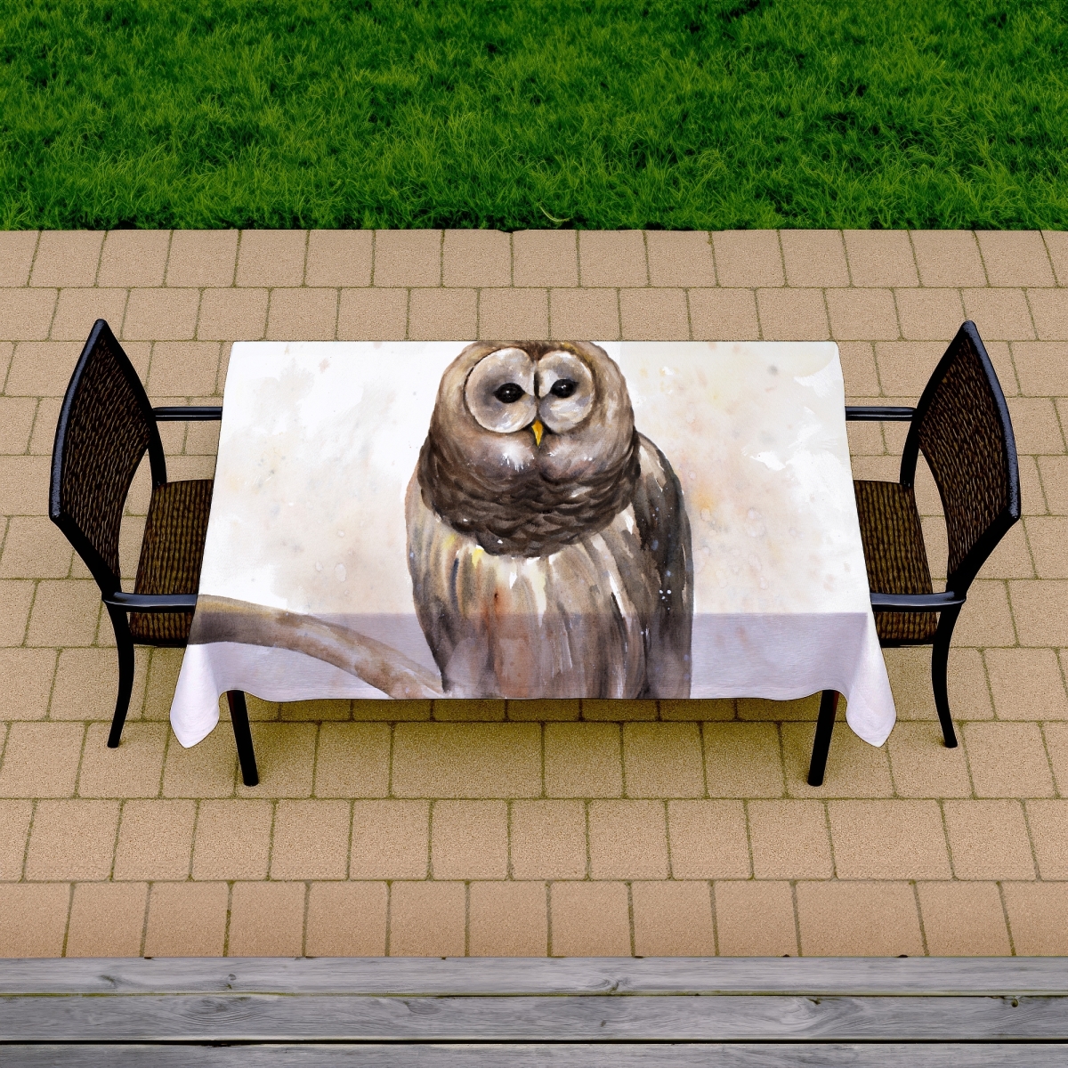 Picture of Begin Home Decor C1TCLRGELR59YX 58 x 102 in. Barred Owl Rustic Tablecloth - Indoor & Outdoor Home Decor