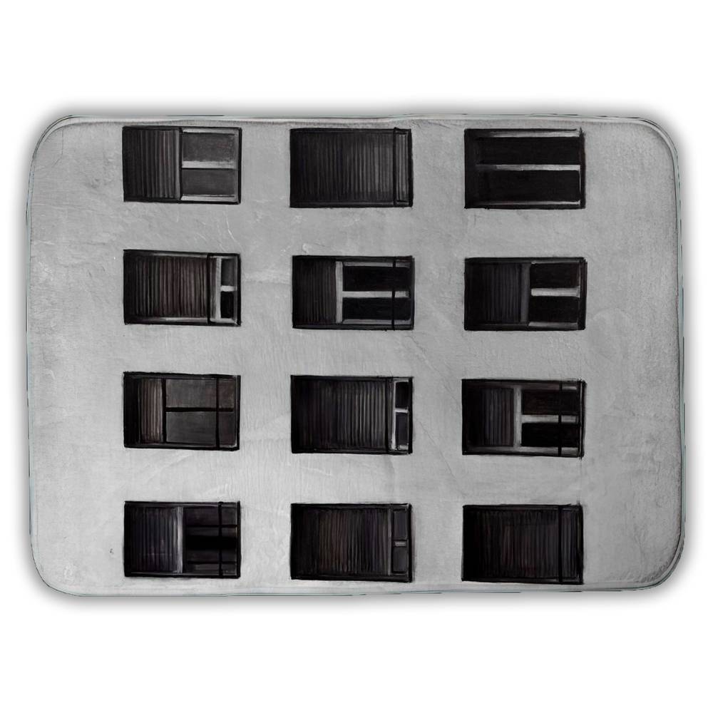 5930-2417-CI274 17 x 24 in. Building Gray Cities Windows Bath Mat - Home Decor Essential