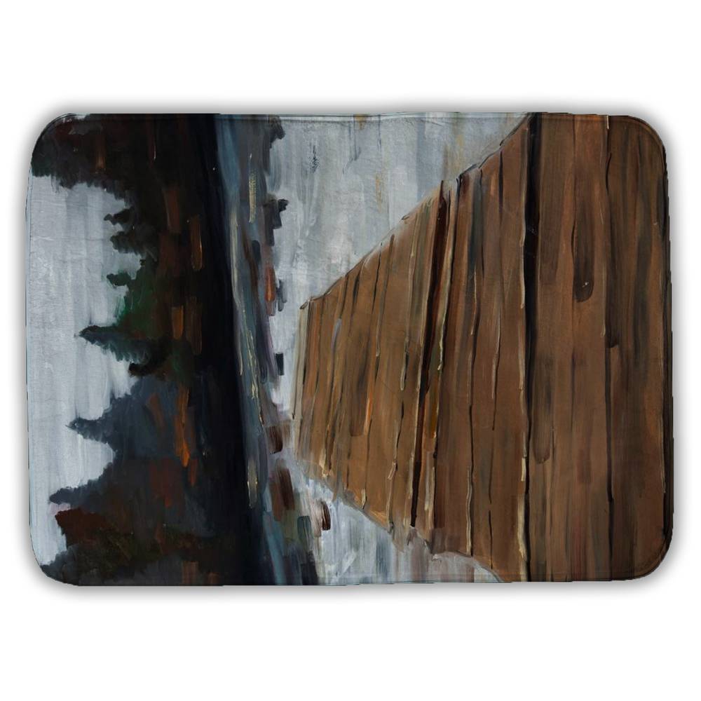 5930-2417-CO109 17 x 24 in. Dock & Lake Rustic Bath Mat - Bedroom Trees Home Decor