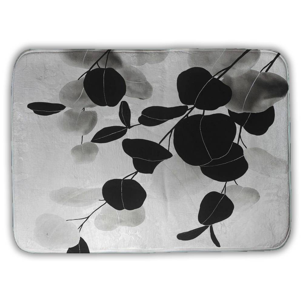 5930-2417-FL212 17 x 24 in. Grayscale Branches Bath Mat - Floral & Botanical Home Decor