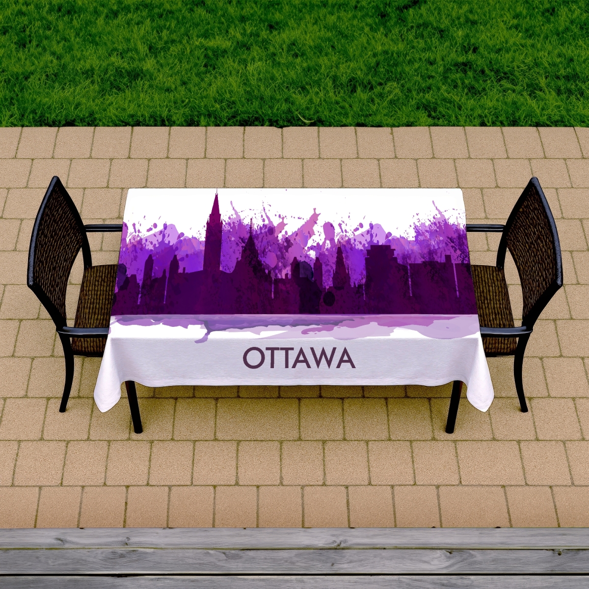 Picture of Begin Home Decor C1TCLRGEXWWHPE 58 x 102 in. Paint Splash Ottawa Tablecloth - Indoor & Outdoor Home Decor