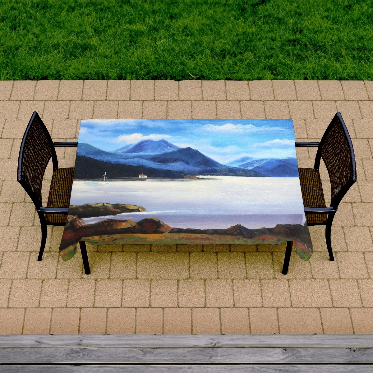 Picture of Begin Home Decor C1TCLRGET4AL9Q 58 x 102 in. Scenic Trees Blue Tablecloth - Scottish Highlands Home Decor