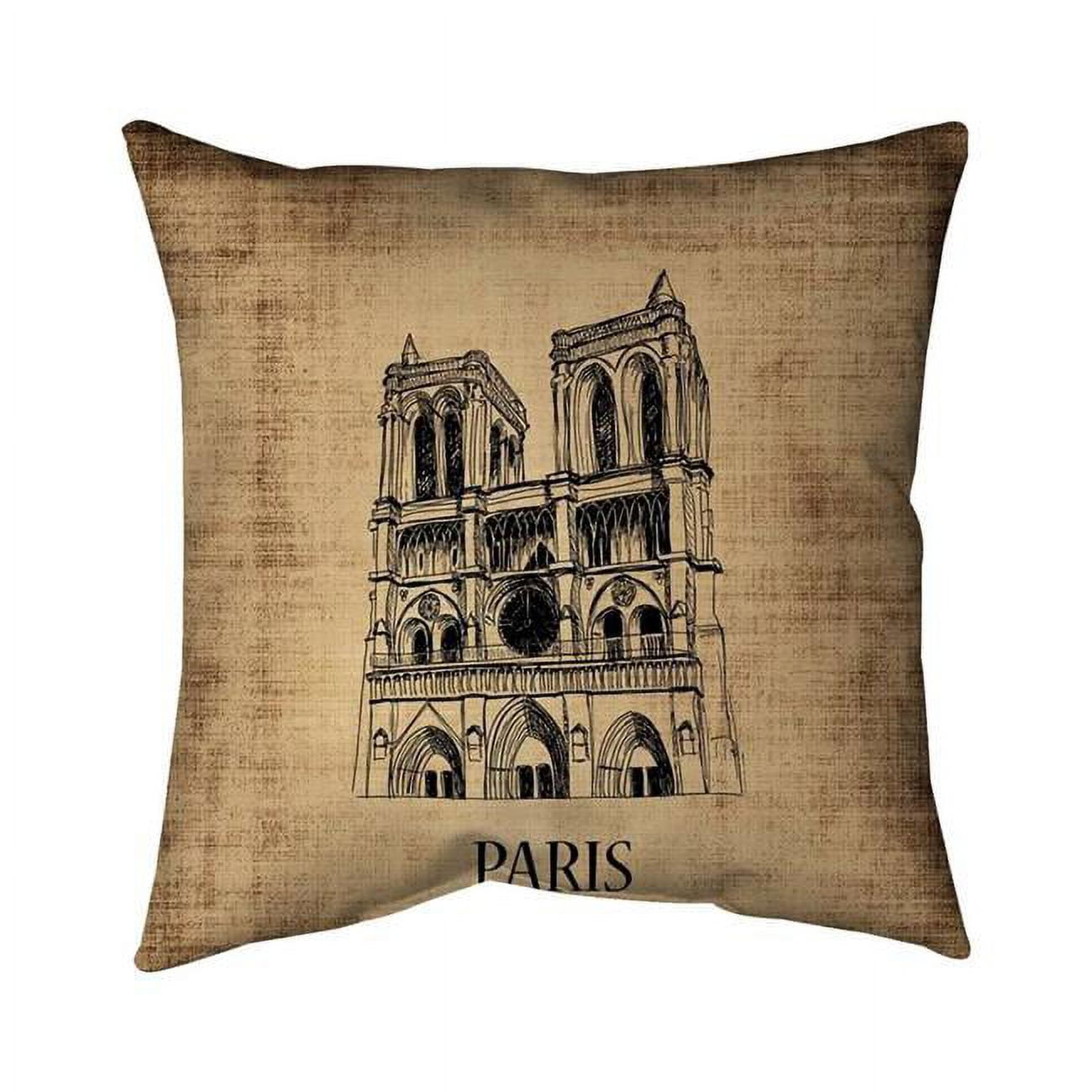18 x 18 in. Notre-Dame De Paris Illustration-Double Sided Print Indoor Pillow