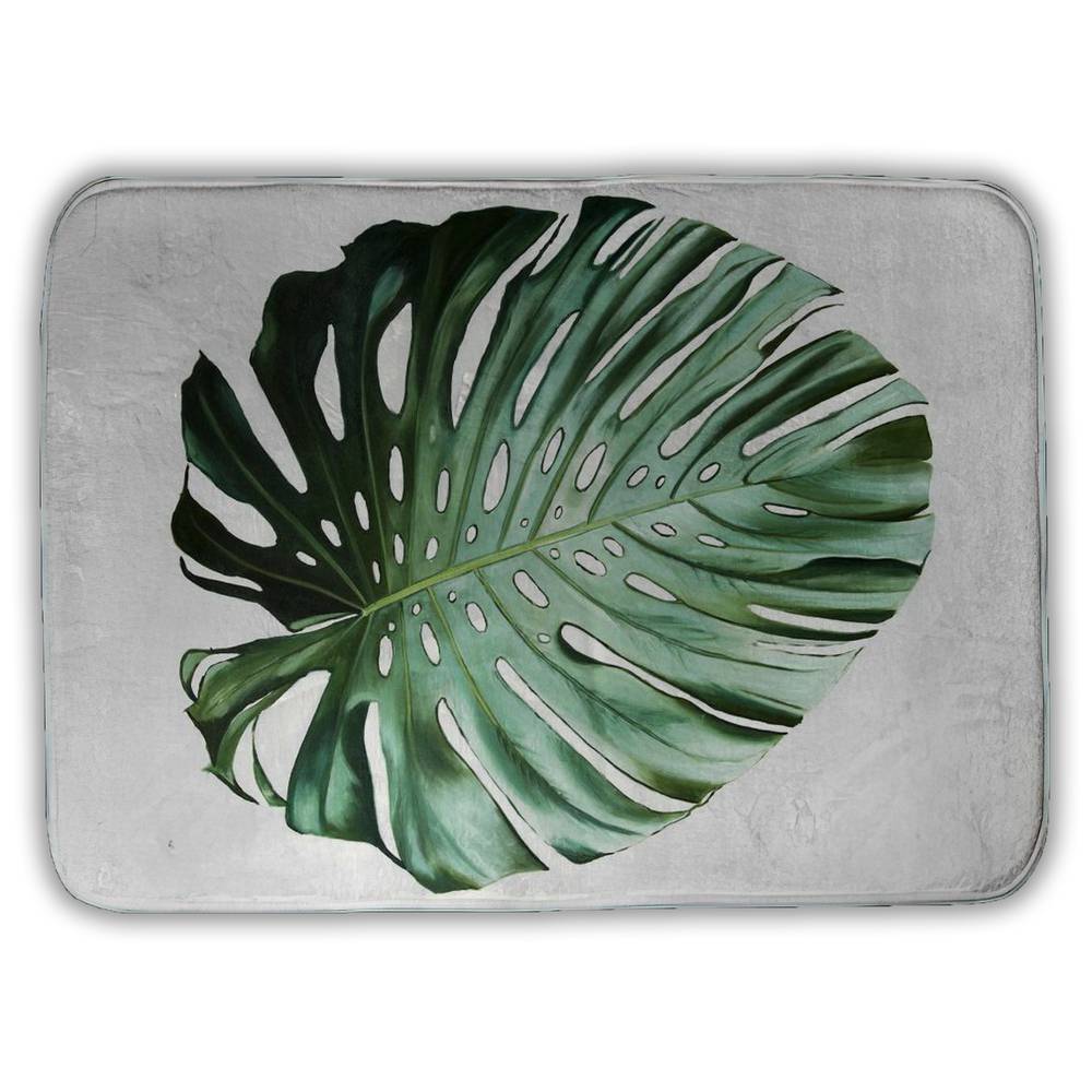 5930-2417-FL357 17 x 24 in. Monstera Leaf Green Exotic Botanical Bath Mat - Home Decor