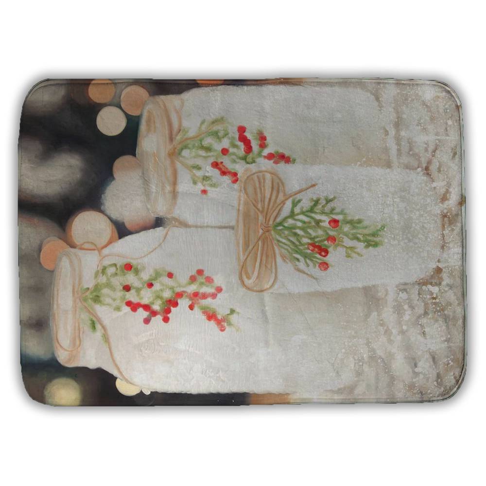 5930-2417-HO10 17 x 24 in. Christmas Candles Bath Mat - Still Life Bedroom Decor