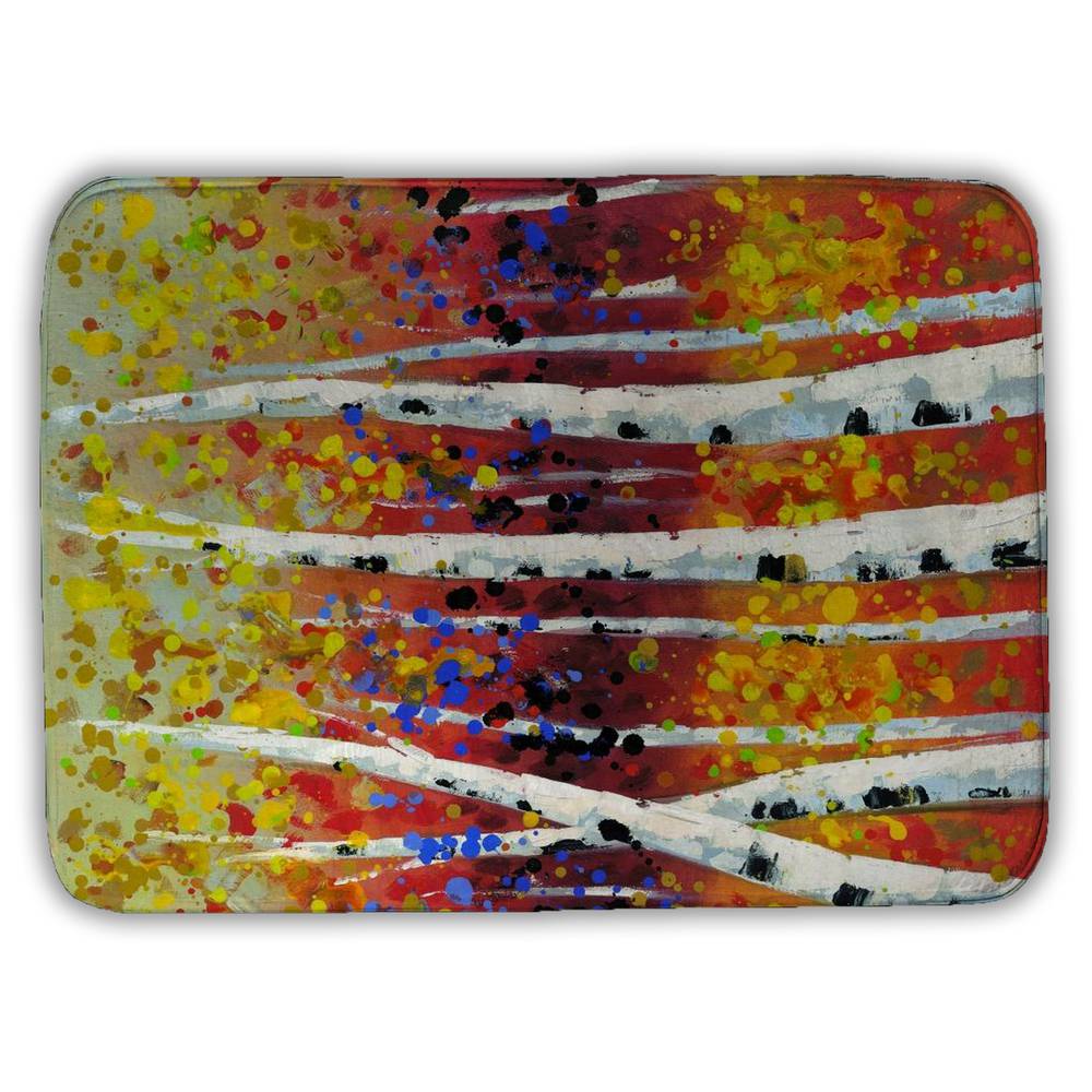 5930-2417-LA2 17 x 24 in. Colored Birches Bath Mat - Modern Tree Landscape Home Decor