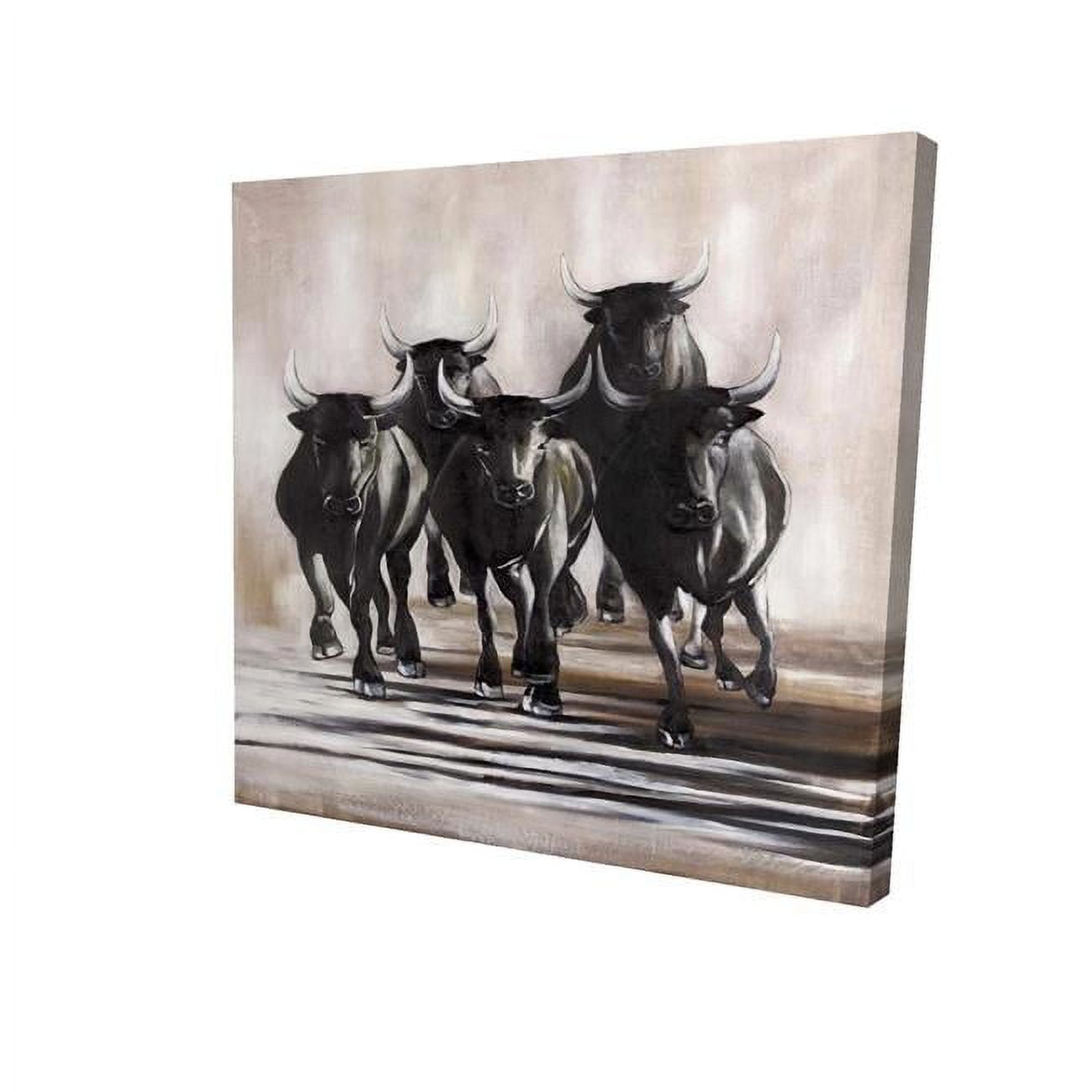 16 x 16 in. Group of Running Bulls-Print on Canvas