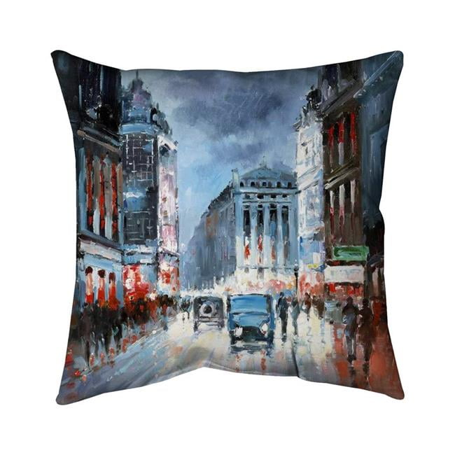 18 x 18 in. Abstract Red & Blue City-Double Sided Print Indoor Pillow