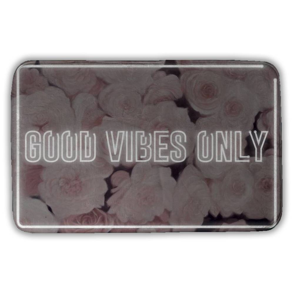 5930-2134-QU26 21 x 34 in. Flowers Bedroom Modern Bath Mat - Good Vibes Only Roses Decor